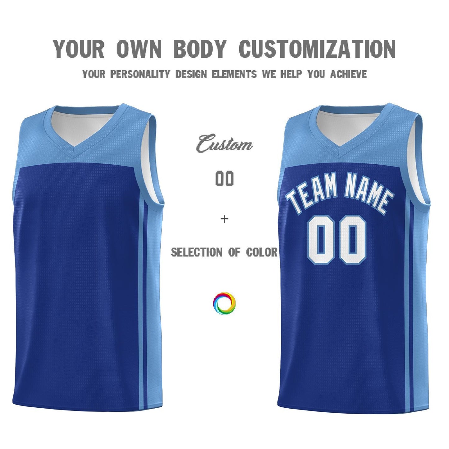 Custom Royal Light Blue Classic Sets Sports Uniform Basketball Jersey