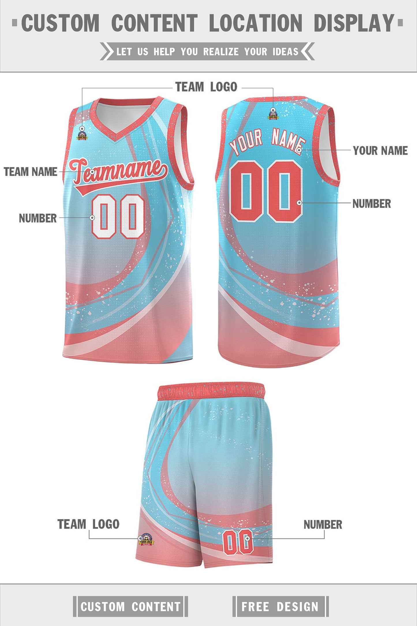 Custom Sky Blue Light Pink Personalized Galaxy Graffiti Pattern Sports Uniform Basketball Jersey