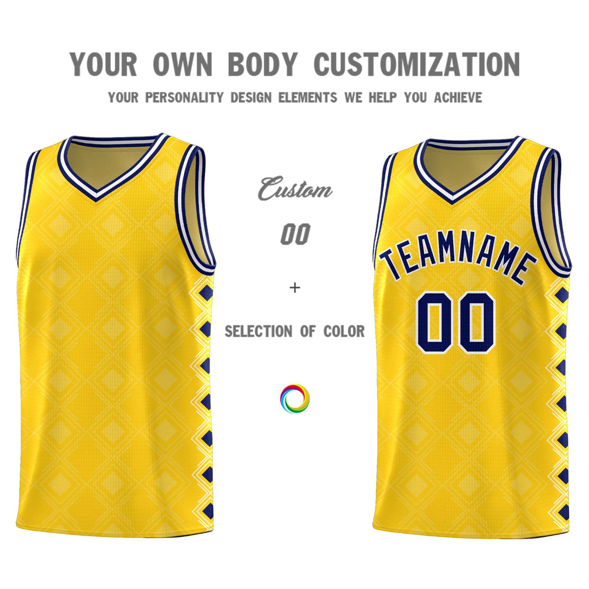 Custom Gold Side Blocks Sports Uniform Basketball Jersey