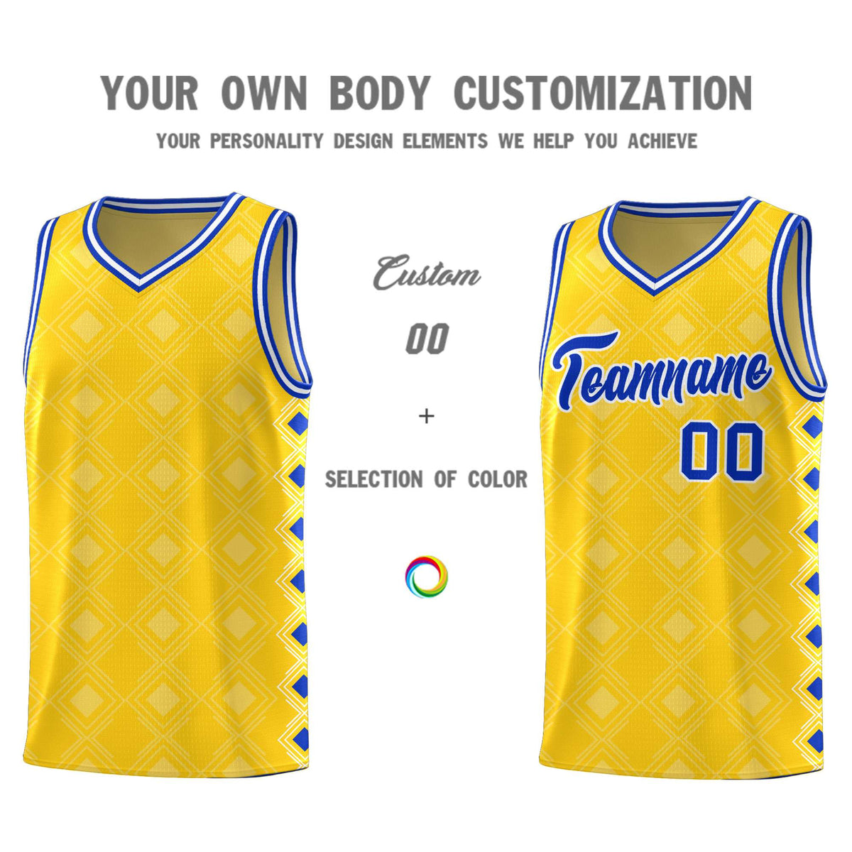 Custom Gold Side Blocks Sports Uniform Basketball Jersey