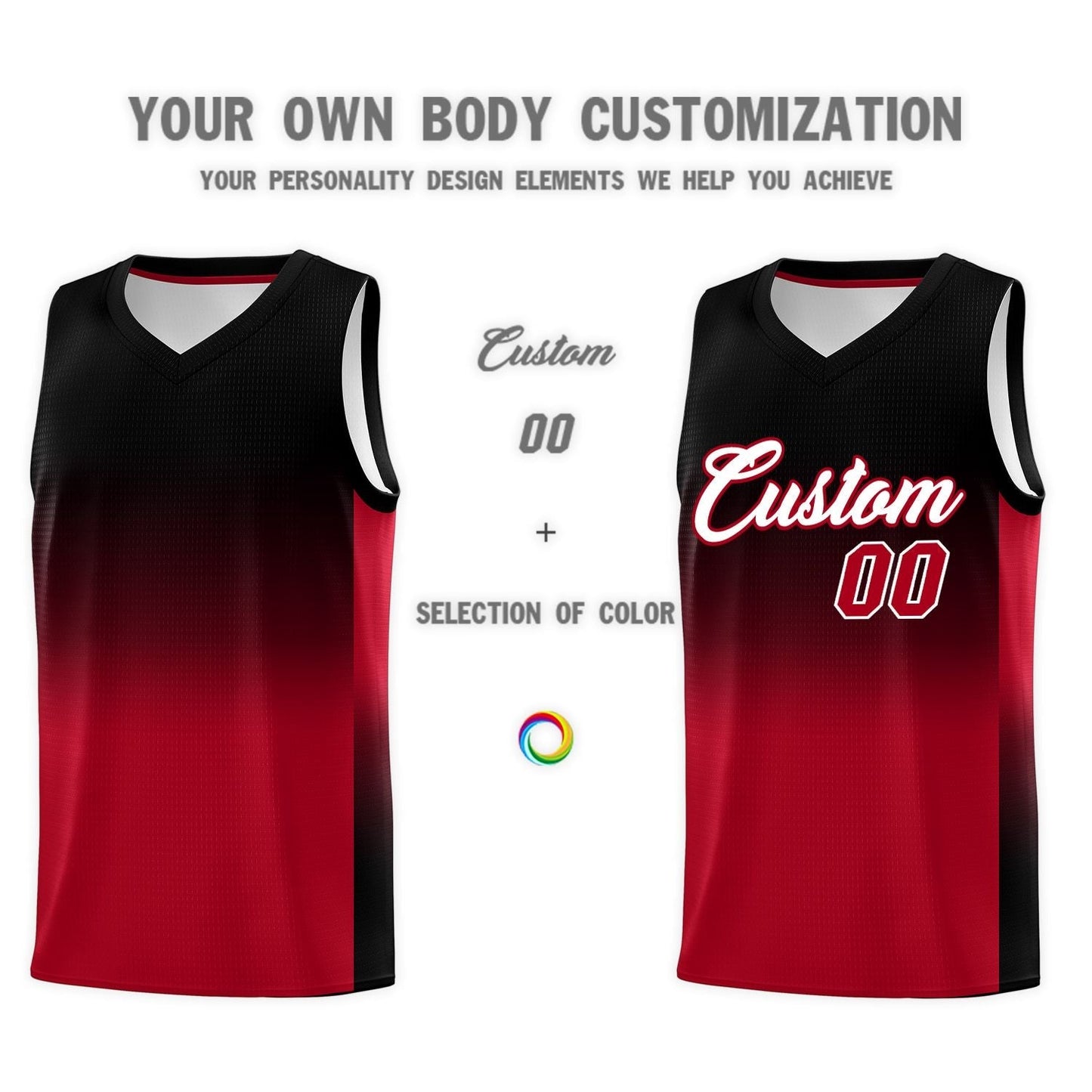 Custom Black Red Gradient Fashion Sets Sports Uniform Basketball Jersey
