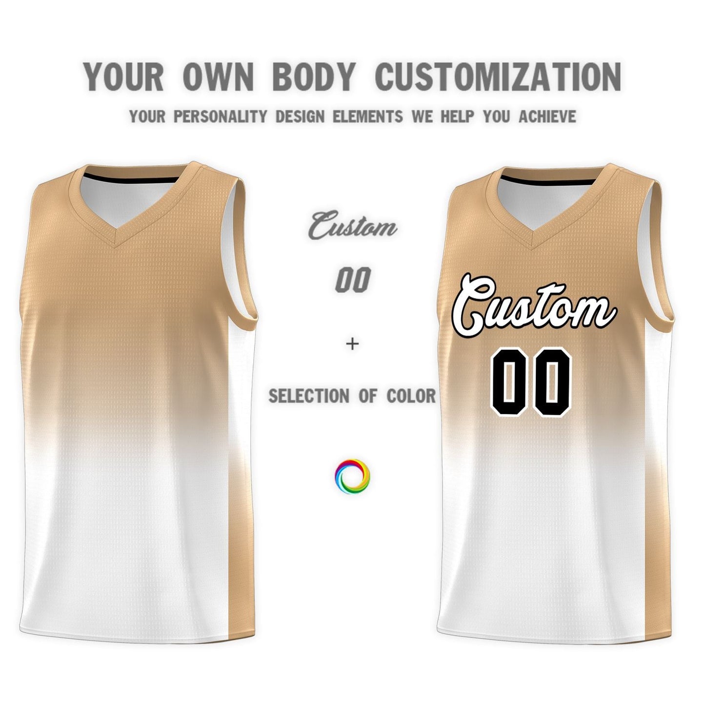 Custom Old Gold White Gradient Fashion Sets Sports Uniform Basketball Jersey