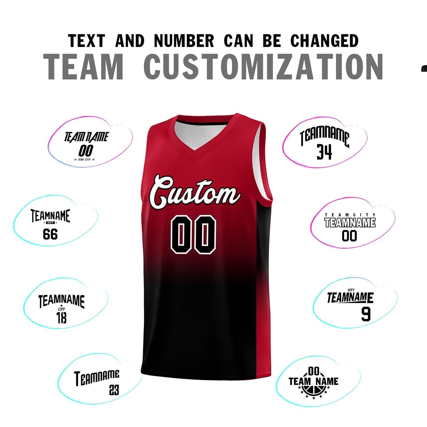 Custom Red Black Gradient Fashion Sets Sports Uniform Basketball Jersey
