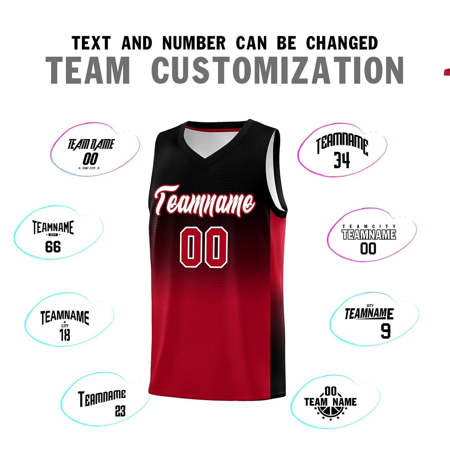 Custom Black Red Gradient Fashion Sets Sports Uniform Basketball Jersey