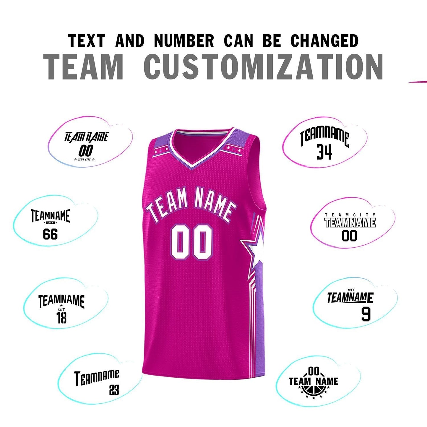 Custom Red White Star Graffiti Pattern Sports Uniform Basketball Jersey