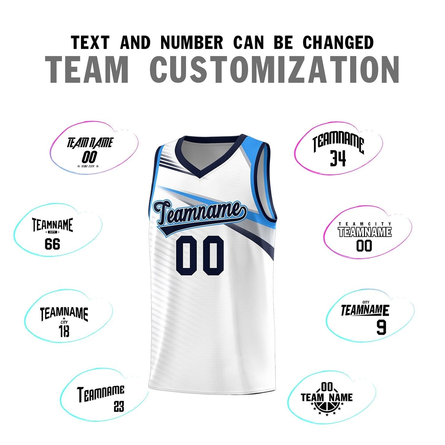 Custom White Navy Chest Color Block Sports Uniform Basketball Jersey