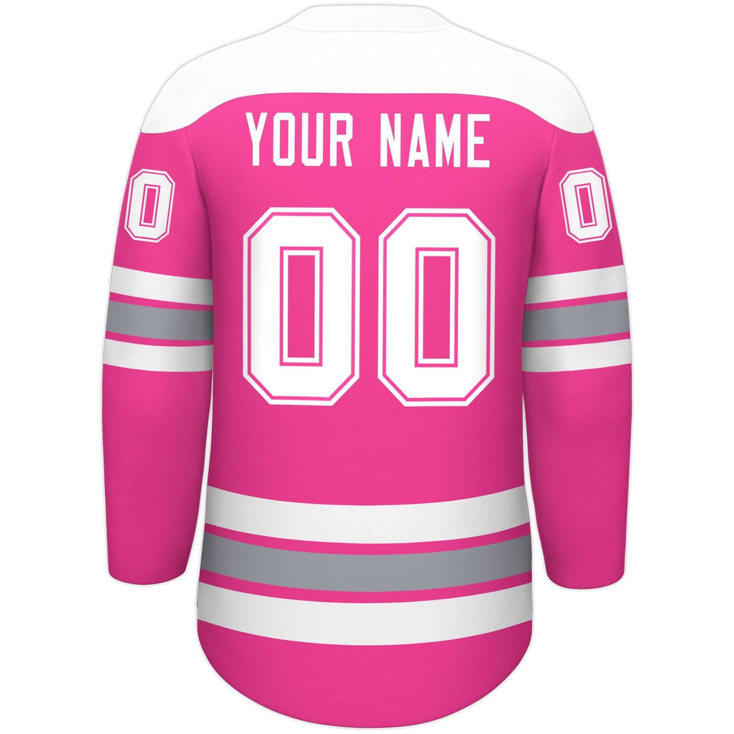 Custom Pink White Gray Personalized Classic Lace-Up Neck Hockey Jersey