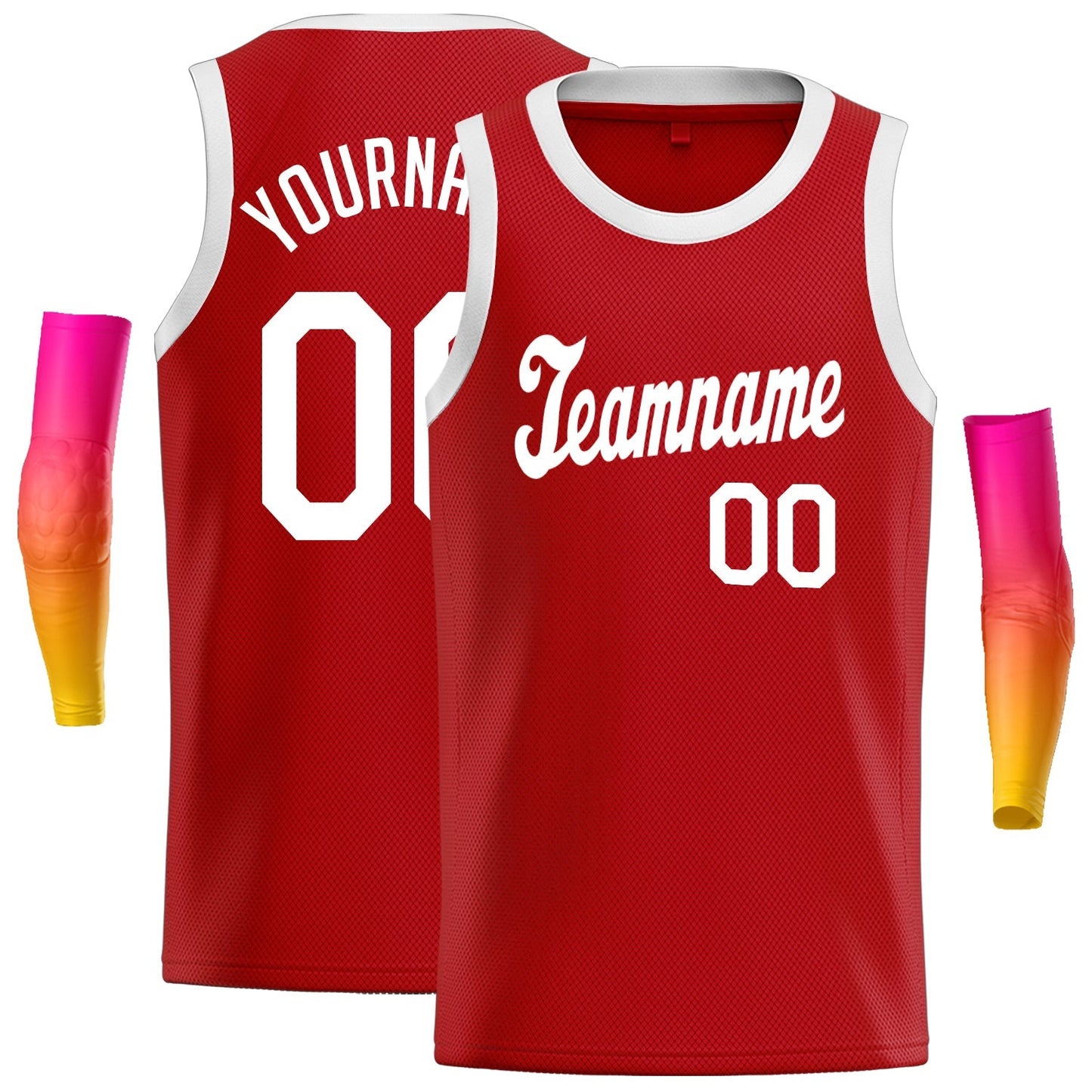 Custom Red White Classic Tops Men/Boy Athletic Basketball Jersey