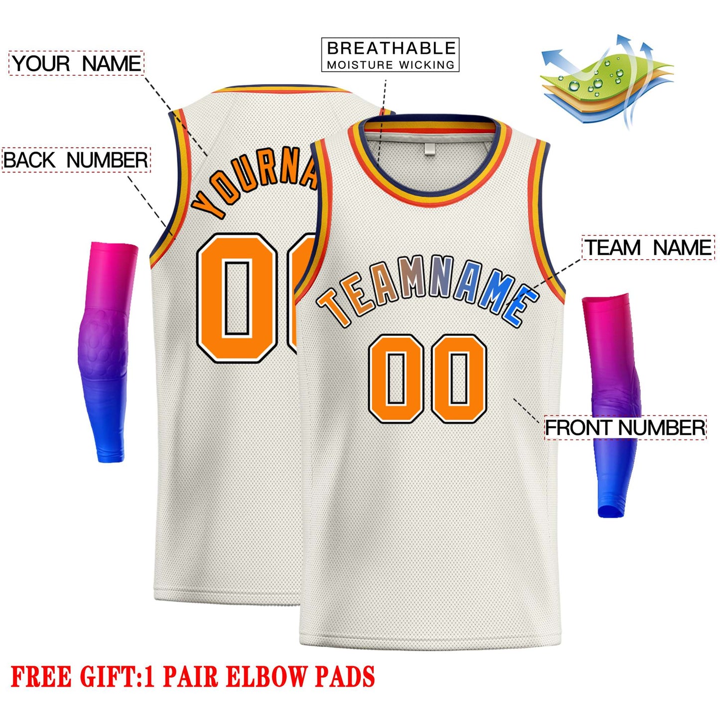 Custom Cream Royal-Black Classic Tops Casual Basketball Jersey