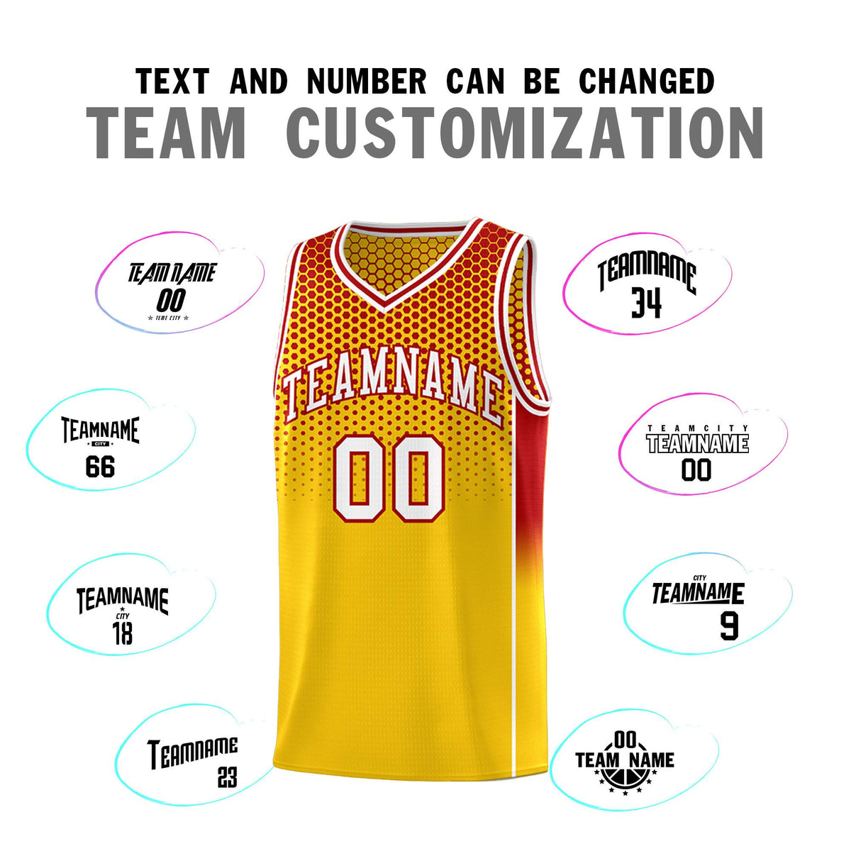 Custom Gold Red Reversible Side Gradient Sports Uniform Dot Pattern Basketball Jersey Kits