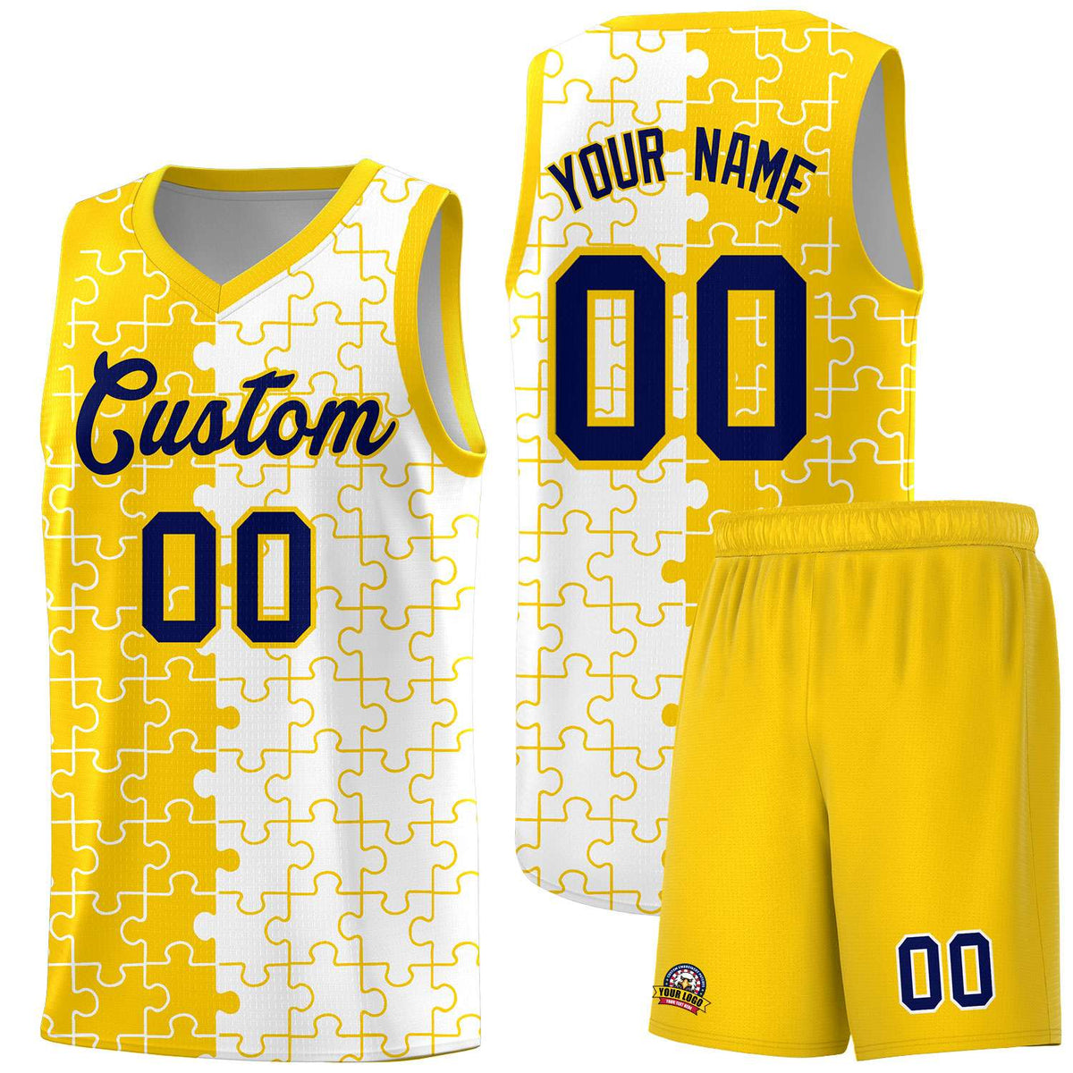 Custom Gold White Basketball Jersey