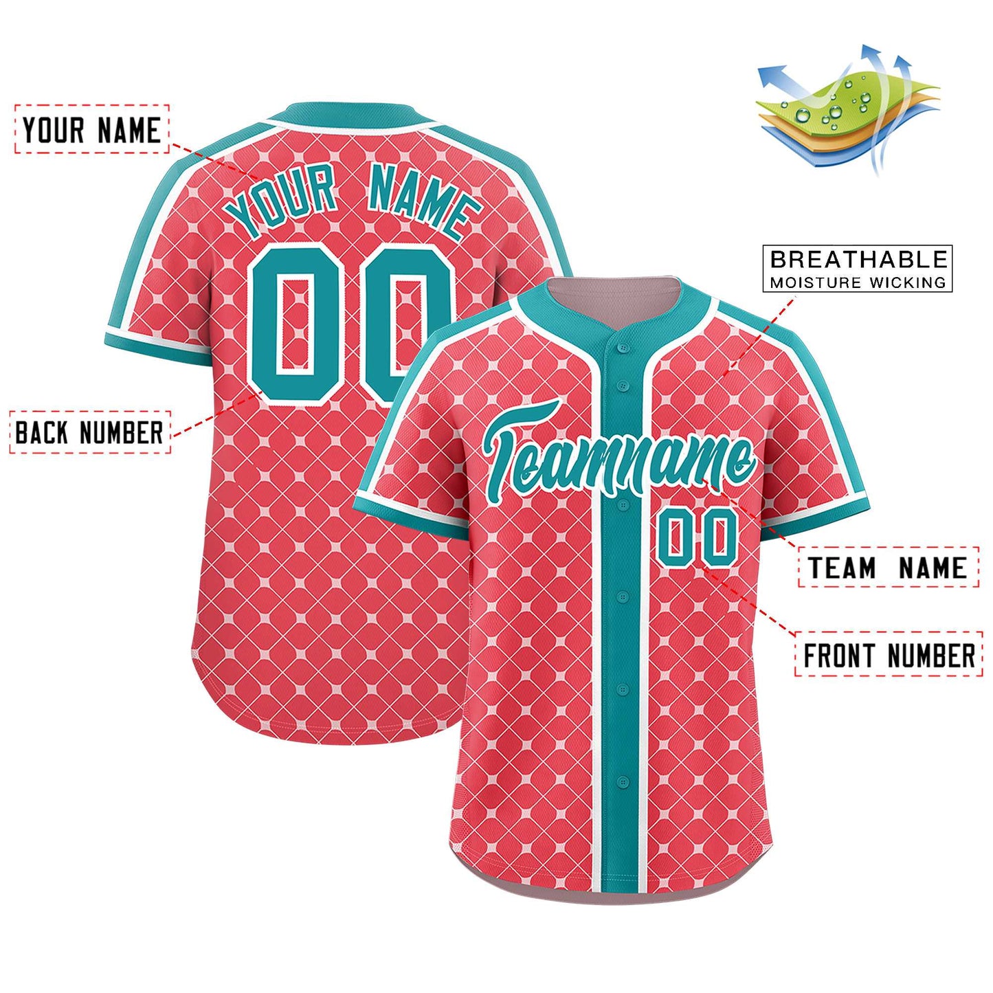 Custom Light Red-White Plaid Design Authentic Baseball Jersey