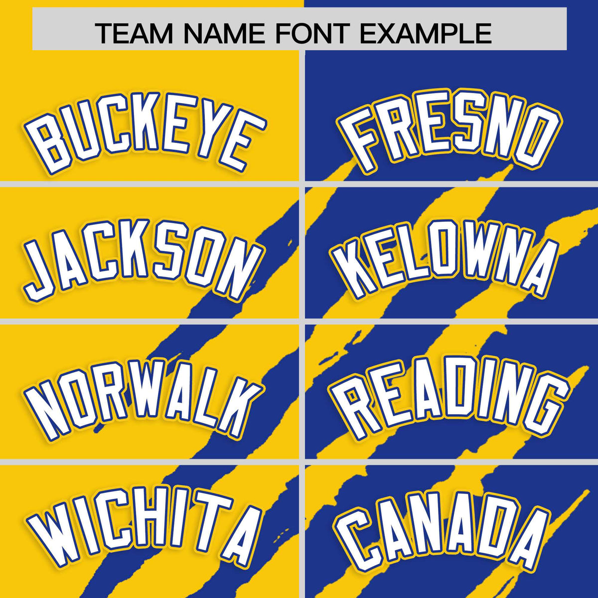 Custom Gold Royal Blue Split Tiger Claw Scratch Pattern Baseball Jersey