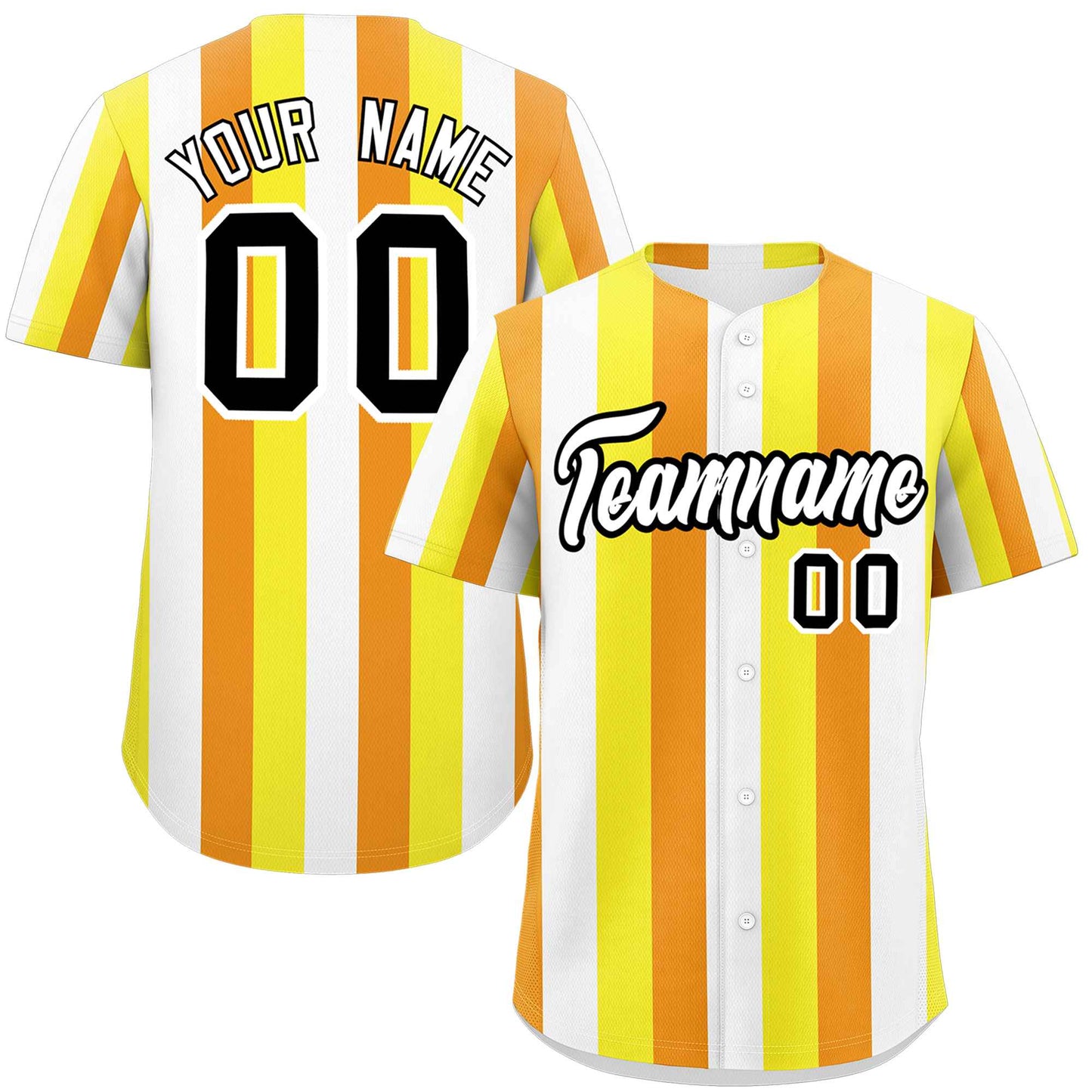 Custom Yellow White-Orange Maverique For Pride Month Color Block Authentic Baseball Jersey