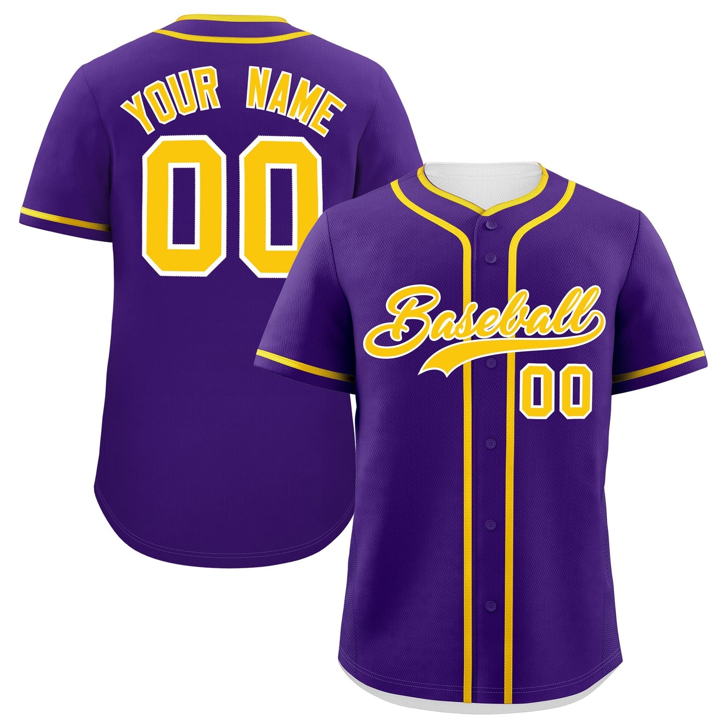 Custom Purple Gold Personalized Classic Authentic Baseball Jersey