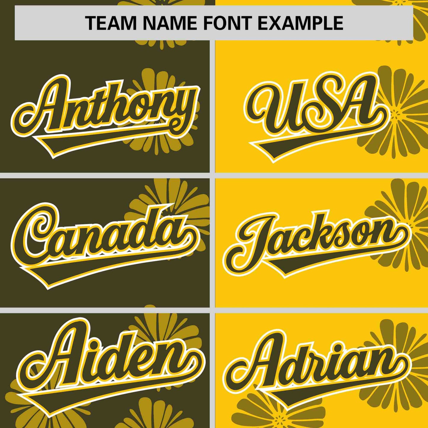 Custom Olive Gold Split Fashion Flower Graffiti Pattern Authentic Baseball Jersey