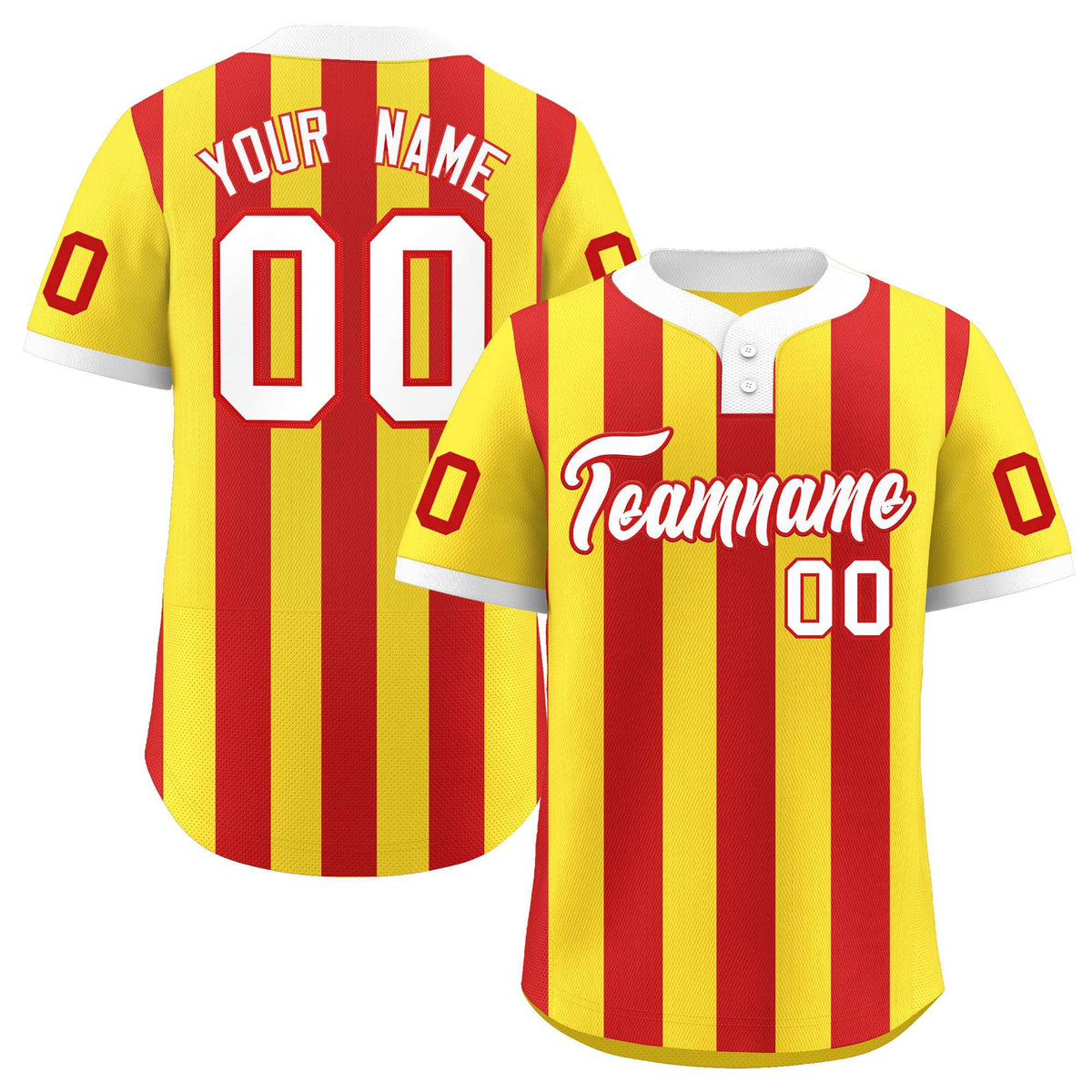 Custom Gold Red Stripe Fashion Authentic Two-Button Baseball Jersey