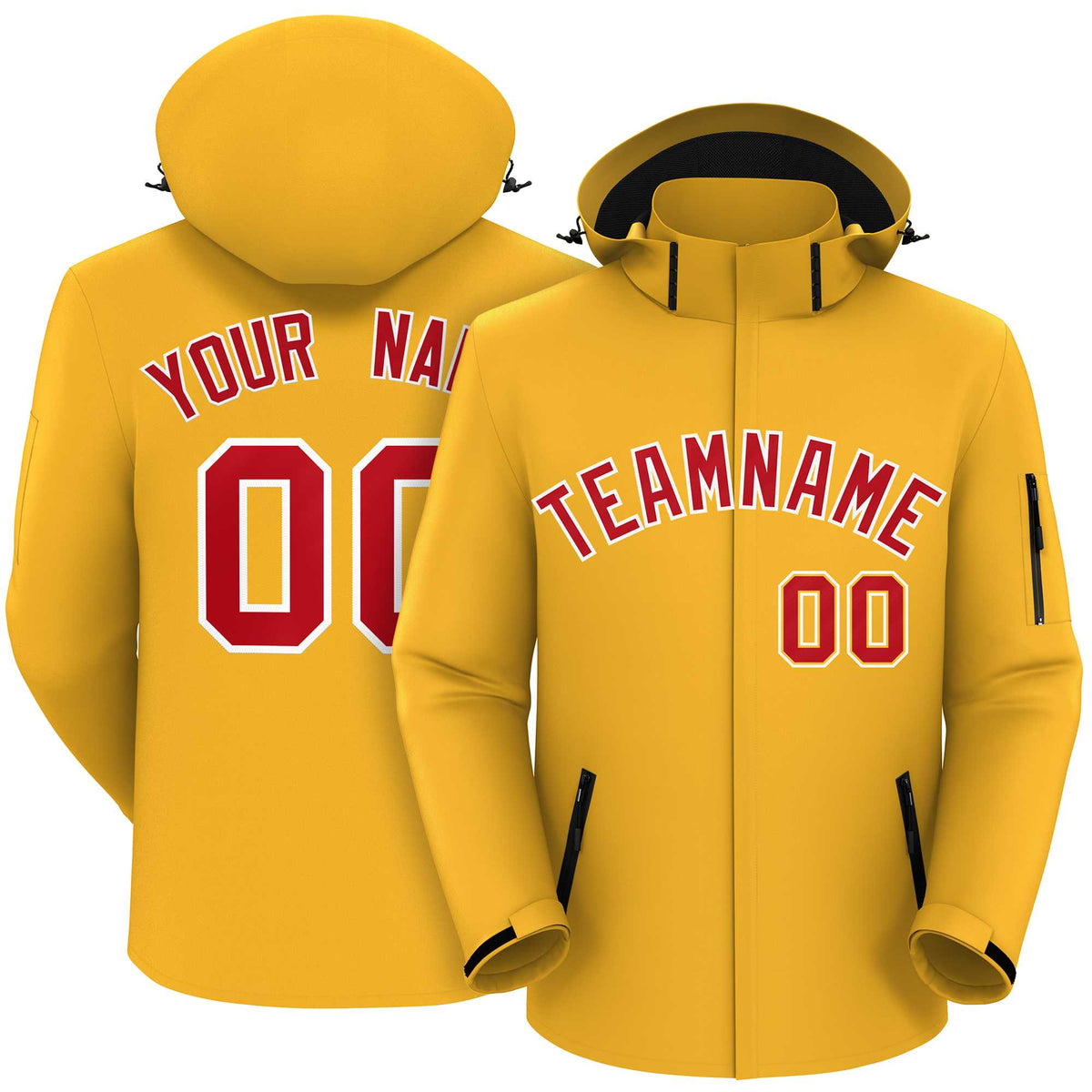 Custom Gold Red-White Classic Style Waterproof Jacket