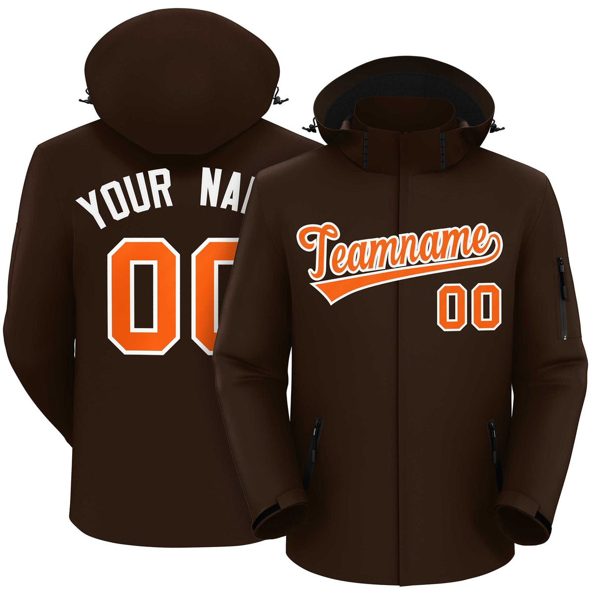 Custom Brown Orange-White Classic Style Waterproof Jacket