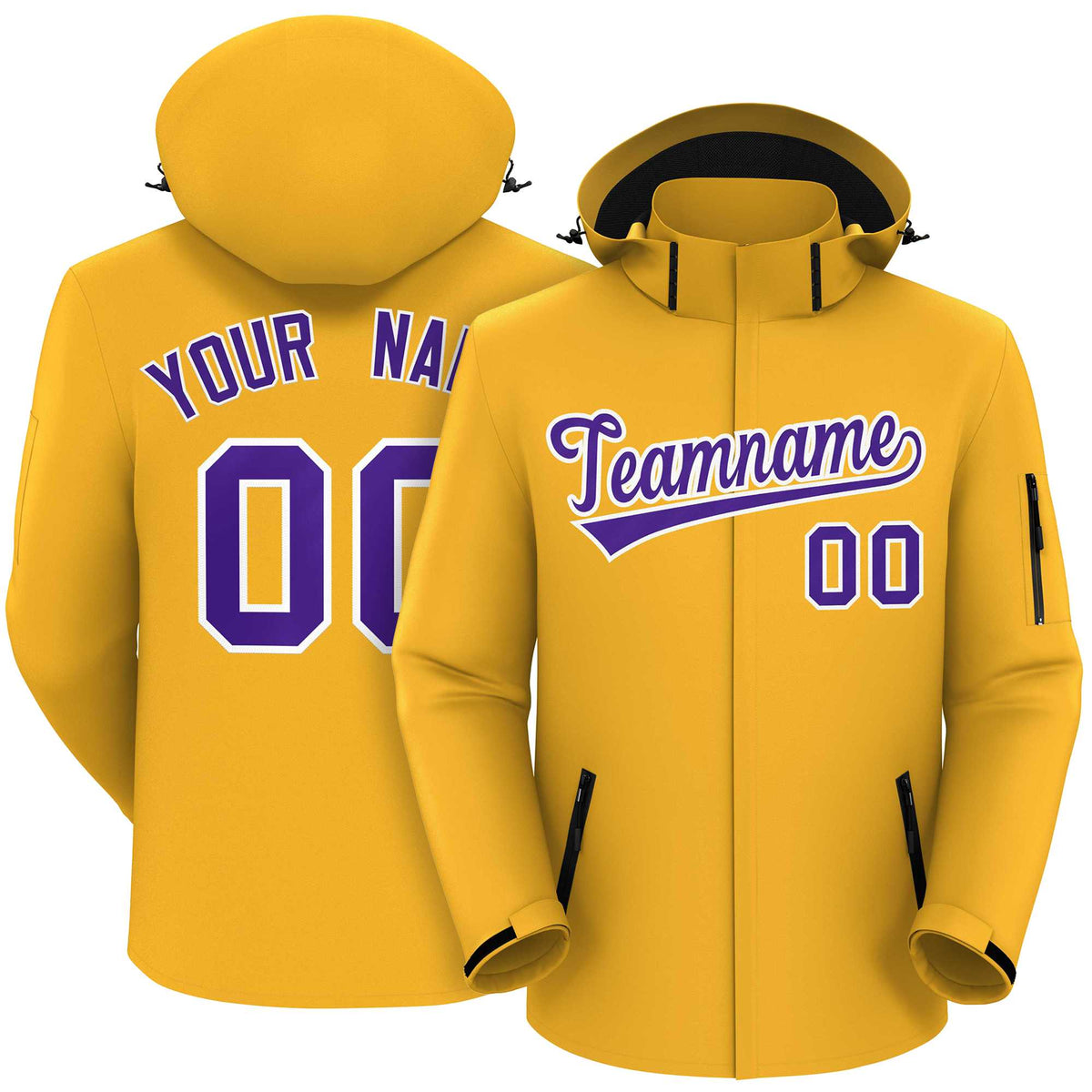 Custom Gold Purple-White Classic Style Waterproof Jacket