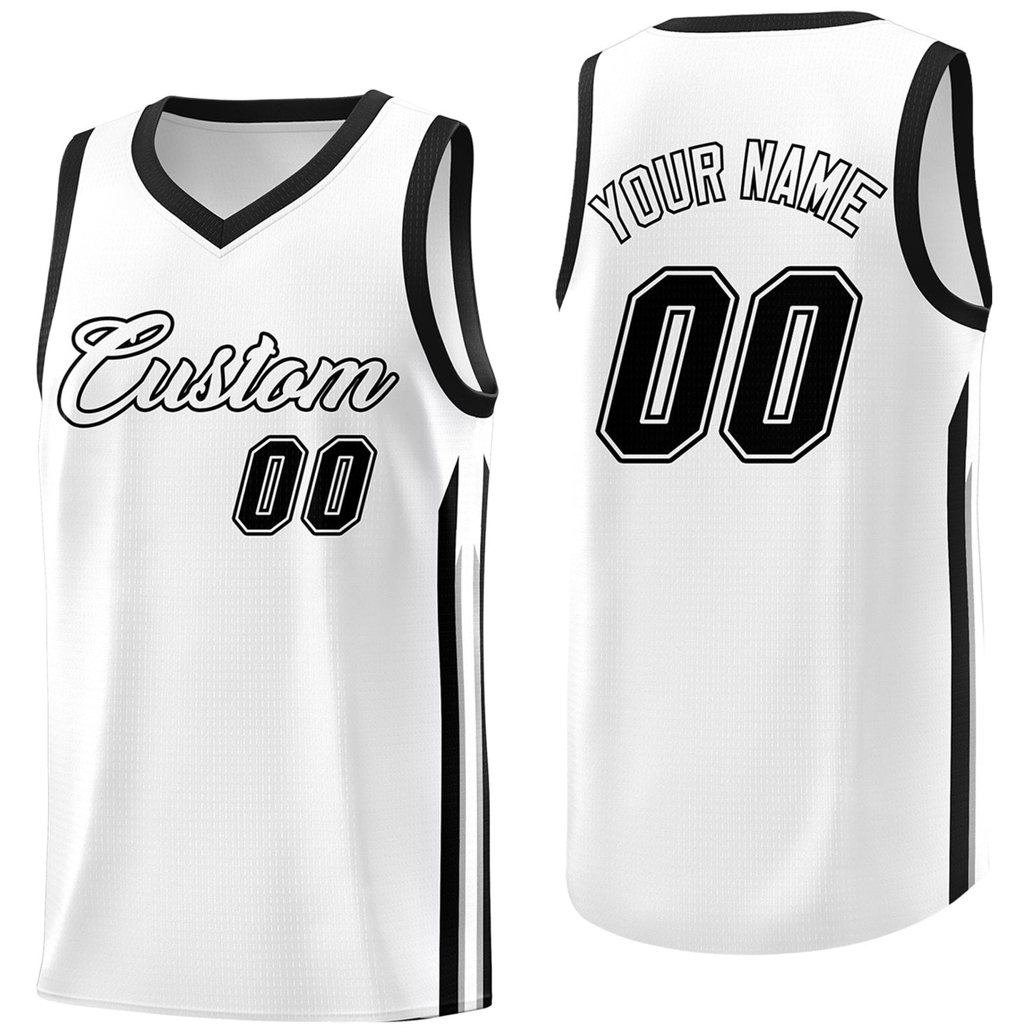 Custom White Black Classic Tops Fashion Sportwear Basketball Jersey