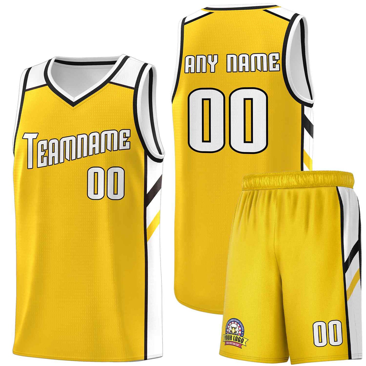 Custom Yellow White-Black Classic Sets Sports Uniform Basketball Jersey