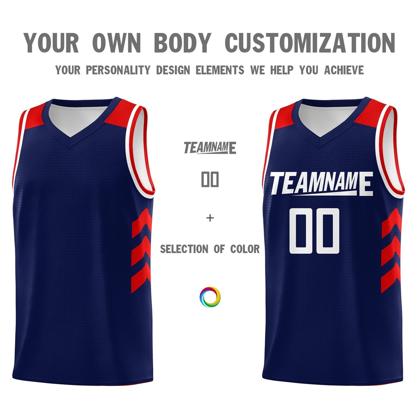 Custom Navy White-Red Classic Tops Mesh Sport Basketball Jersey