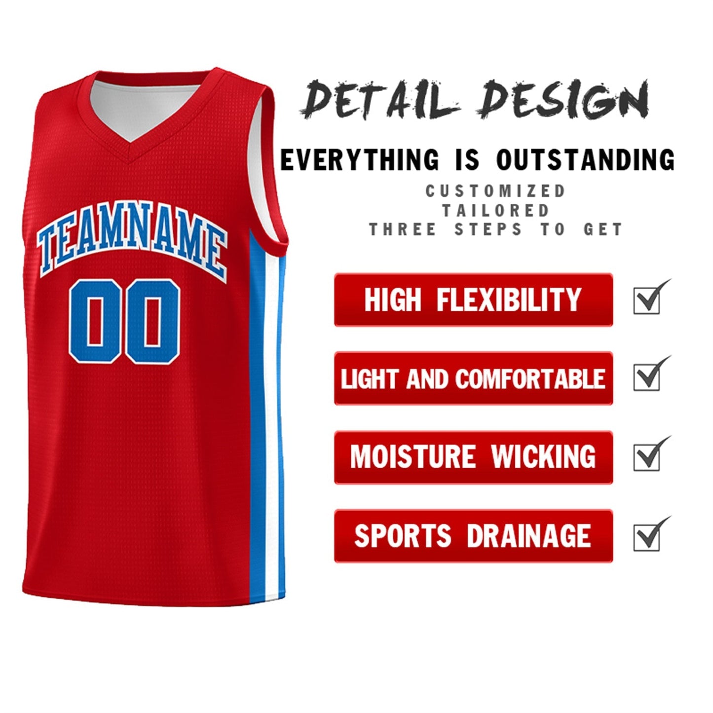 Custom Red Royal-White Classic Tops Athletic Casual Basketball Jersey