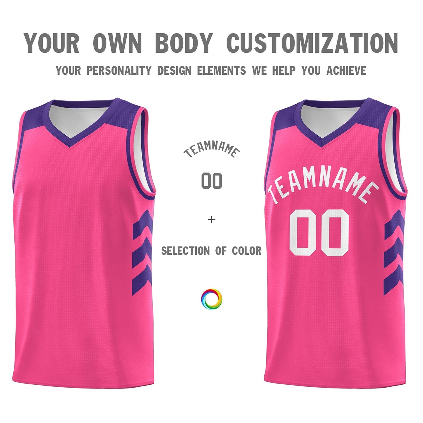 Custom Pink Purple-White Classic Tops Breathable Basketball Jersey