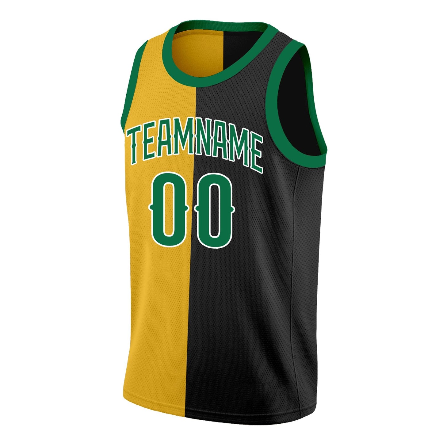 Custom Black Yellow-Green Split Fashion Tops Basketball Jersey