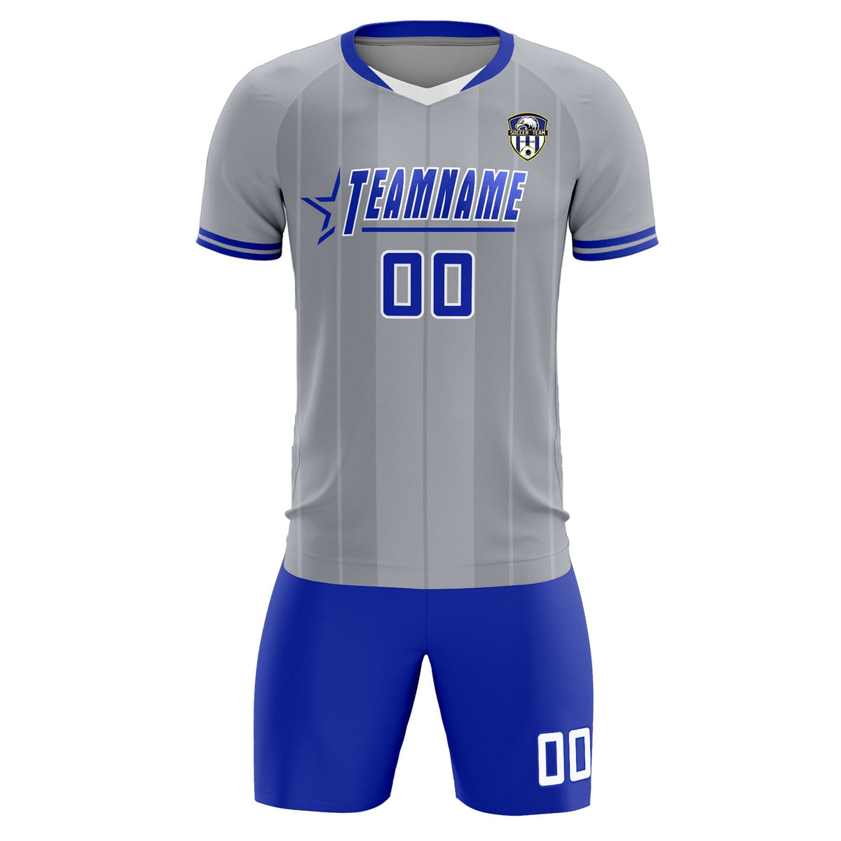 Custom Gray Classic Striped Personalized Soccer Tops/Sets Jersey