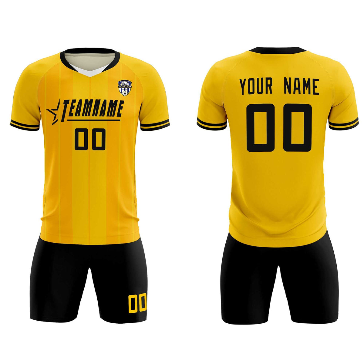Custom Gold Classic Striped Personalized Soccer Tops/Sets Jersey