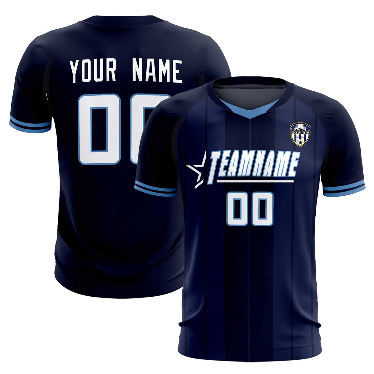 Custom Navy Classic Striped Personalized Soccer Tops/Sets Jersey