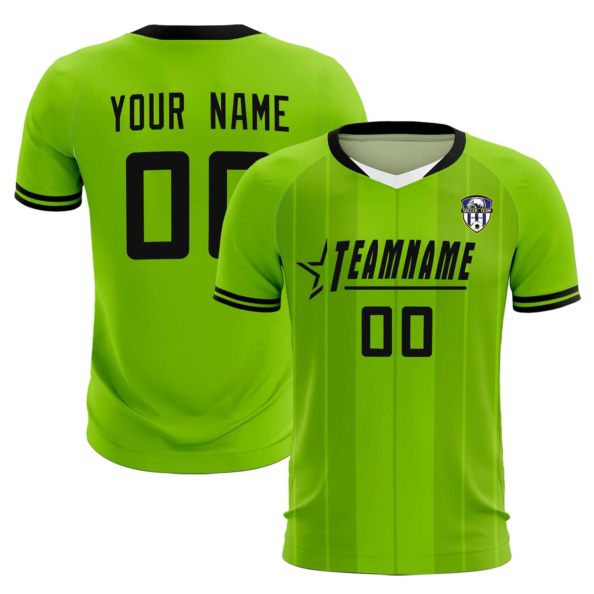 Custom Neon Green Classic Striped Personalized Soccer Tops/Sets Jersey