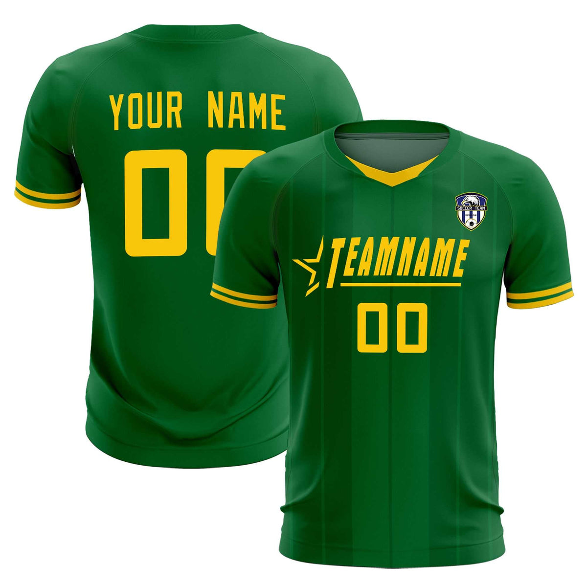 Custom Kelly Green Classic Striped Personalized Soccer Tops/Sets Jersey