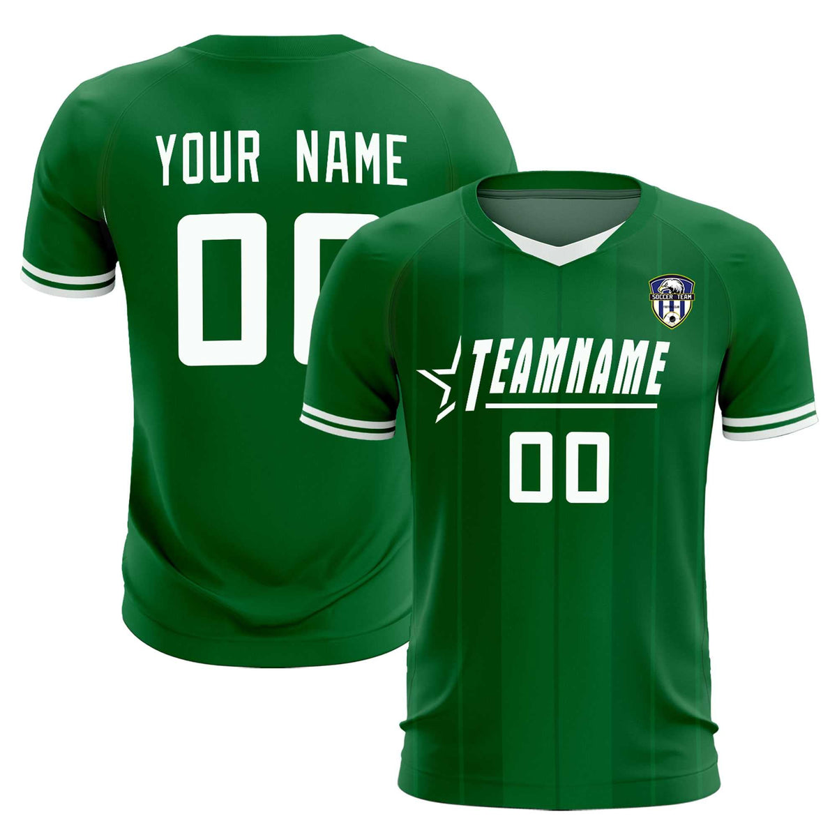 Custom Kelly Green Classic Striped Personalized Soccer Tops/Sets Jersey