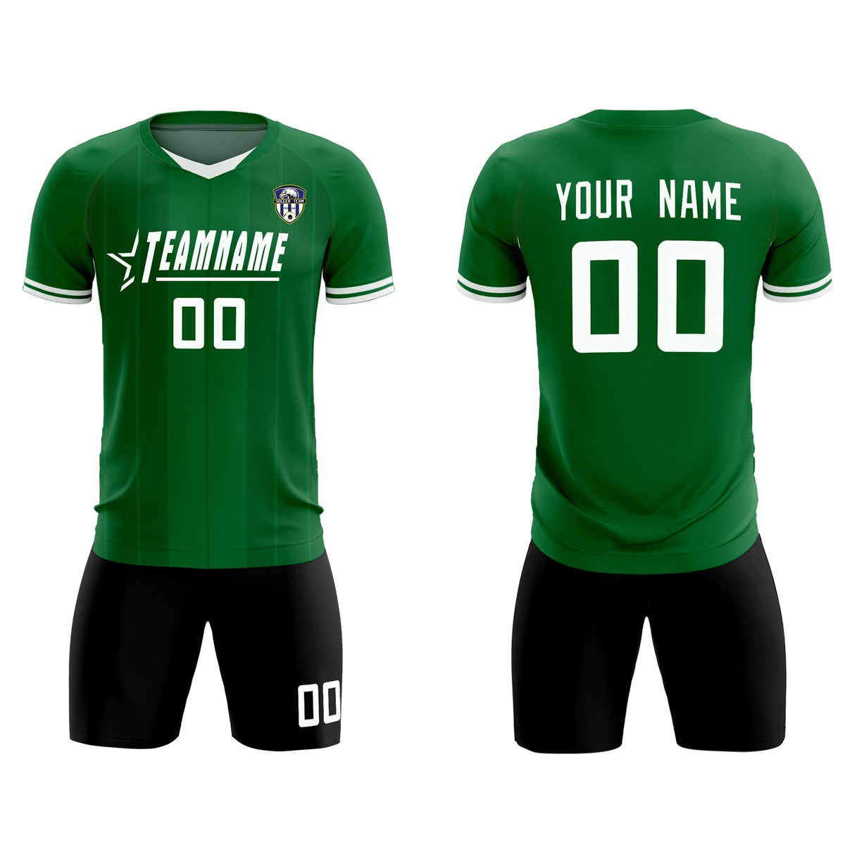Custom Kelly Green Classic Striped Personalized Soccer Tops/Sets Jersey