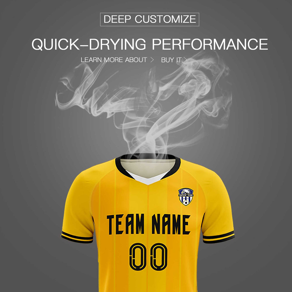 Custom Gold Classic Striped Personalized Soccer Tops/Sets Jersey