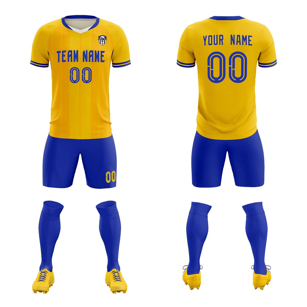 Custom Gold Classic Striped Personalized Soccer Tops/Sets Jersey
