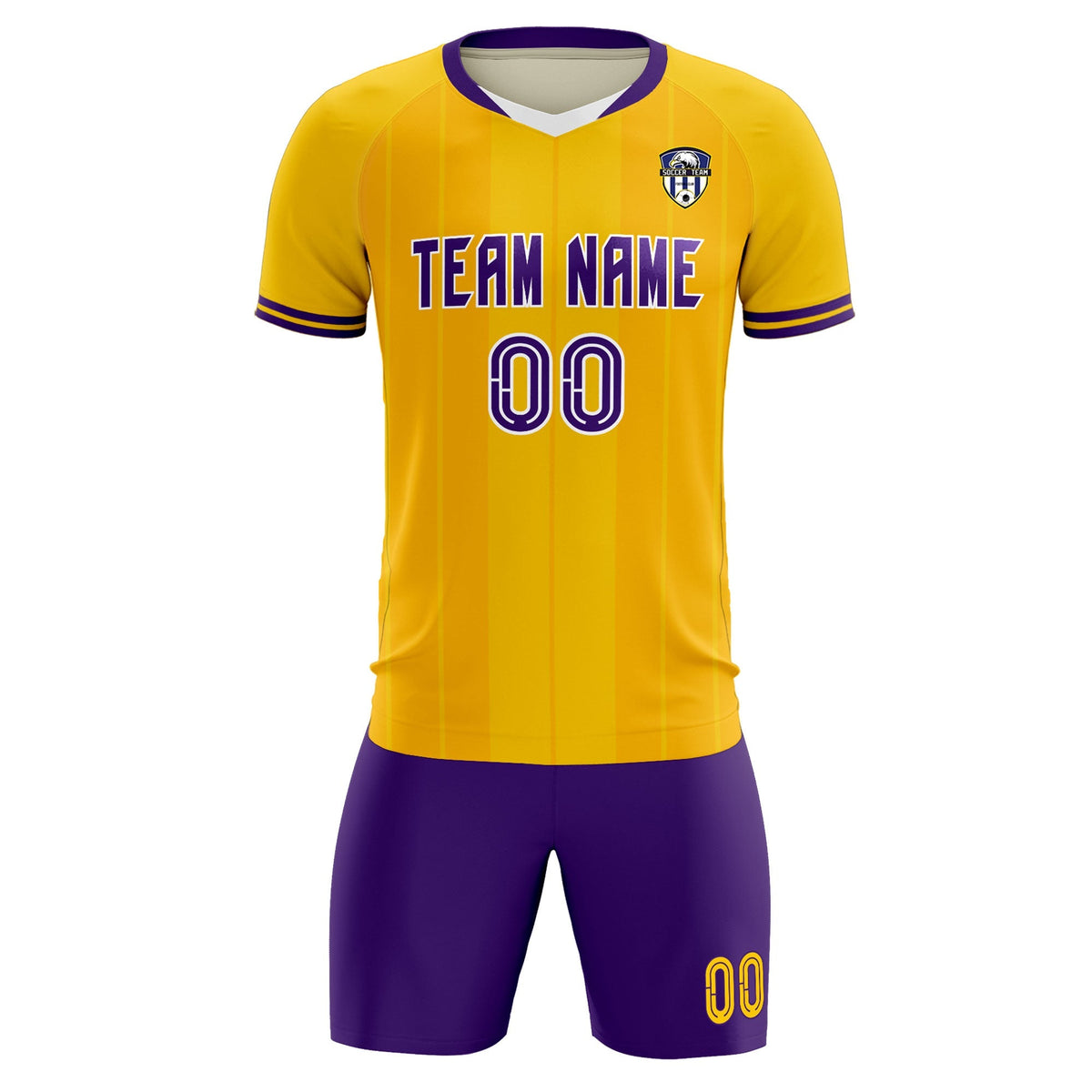 Custom Gold Classic Striped Personalized Soccer Tops/Sets Jersey