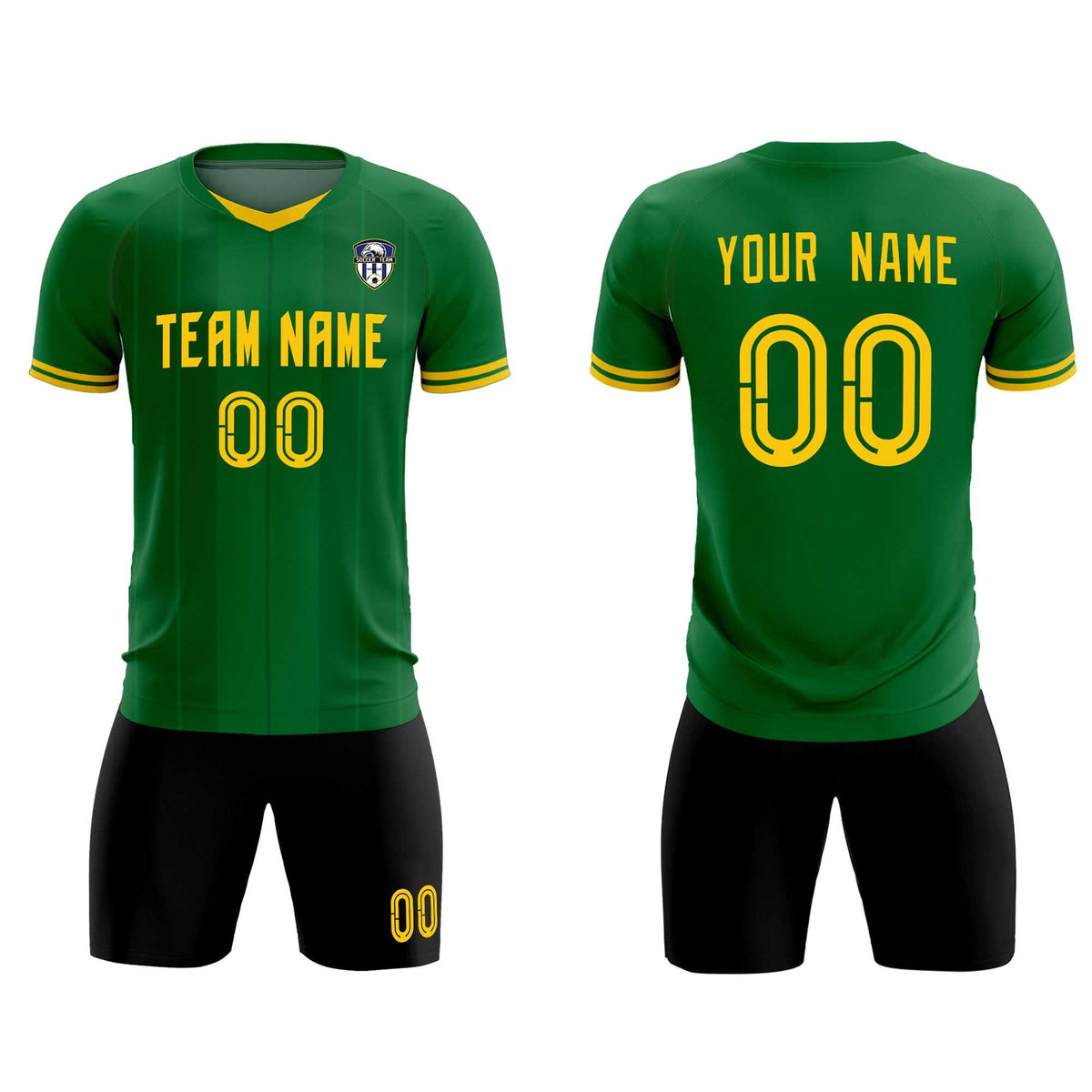 Custom Kelly Green Classic Striped Personalized Soccer Tops/Sets Jersey