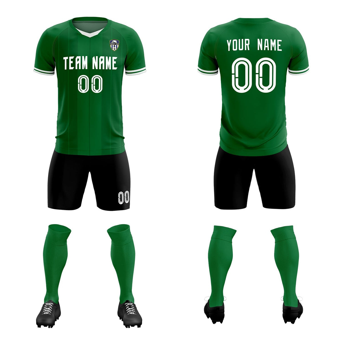 Custom Kelly Green Classic Striped Personalized Soccer Tops/Sets Jersey