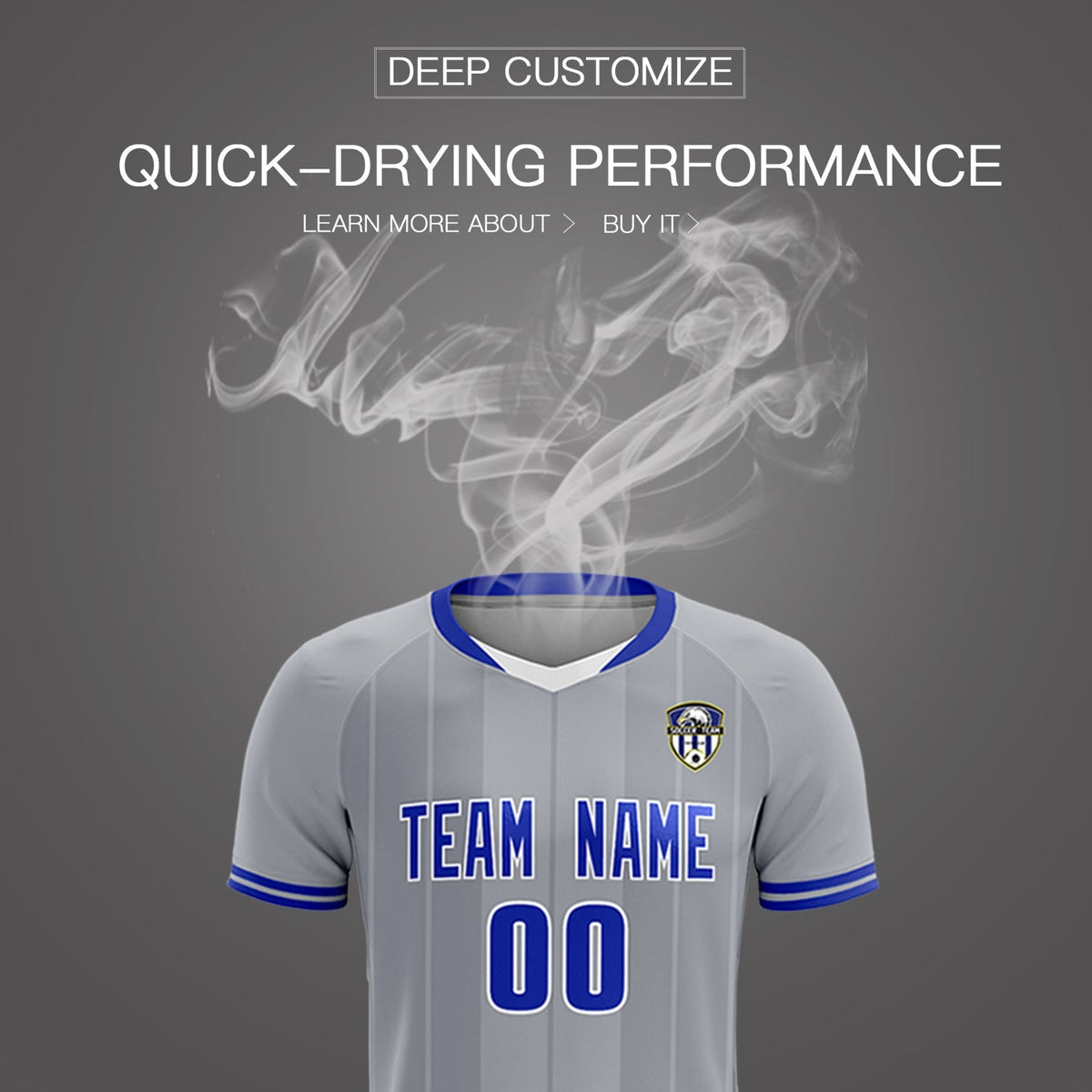 Custom Gray Classic Striped Personalized Soccer Tops/Sets Jersey