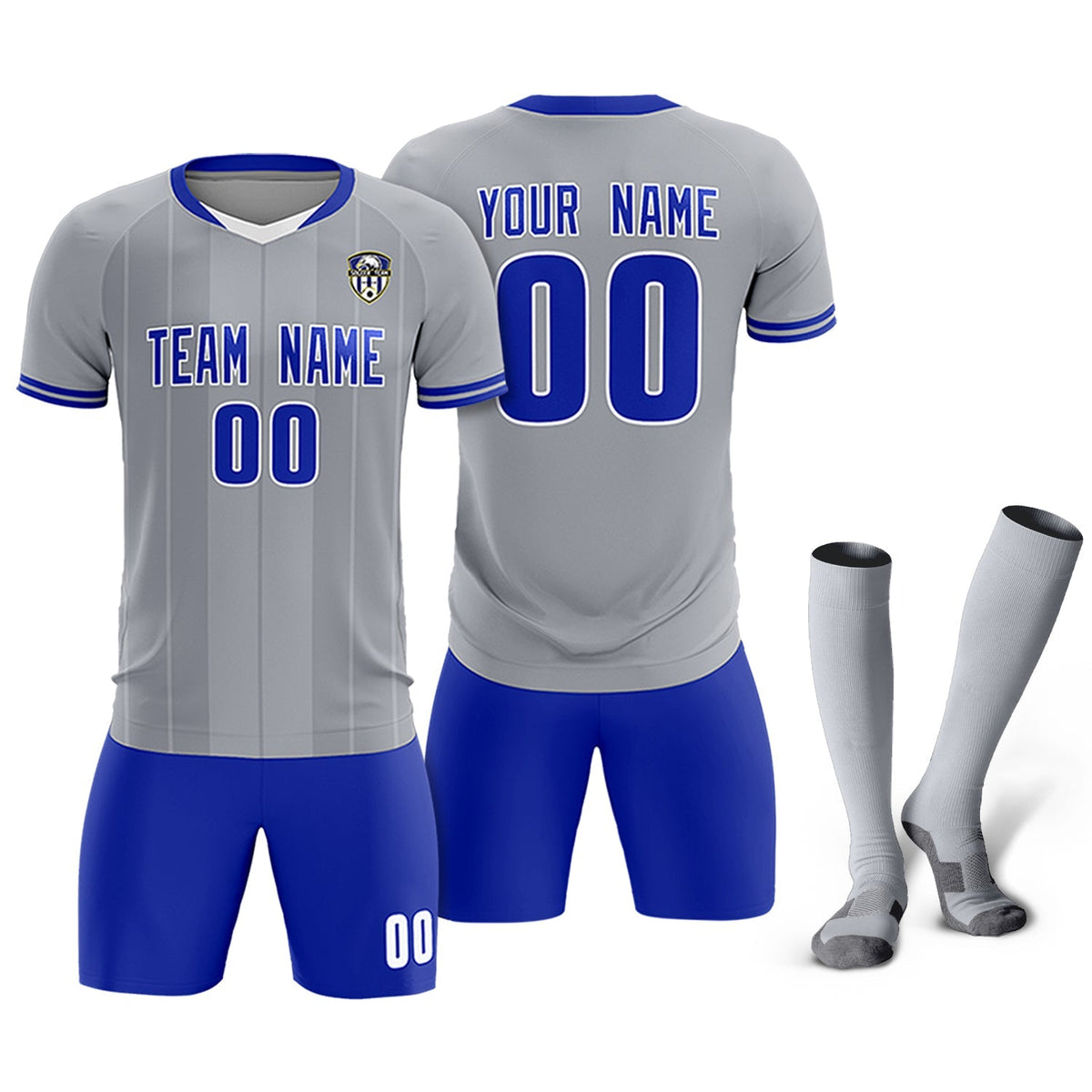 Custom Gray Classic Striped Personalized Soccer Tops/Sets Jersey