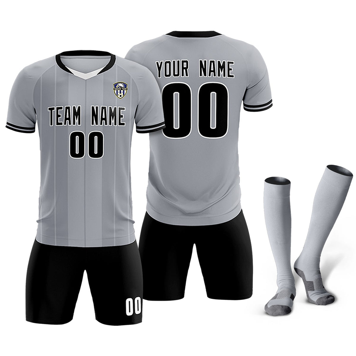 Custom Gray Classic Striped Personalized Soccer Tops/Sets Jersey