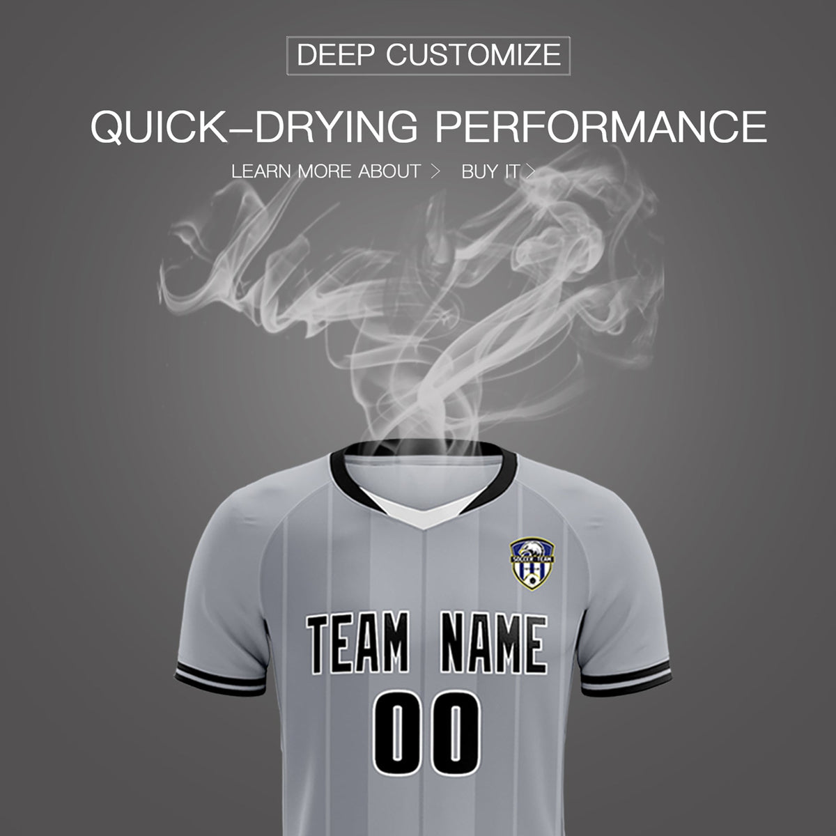 Custom Gray Classic Striped Personalized Soccer Tops/Sets Jersey
