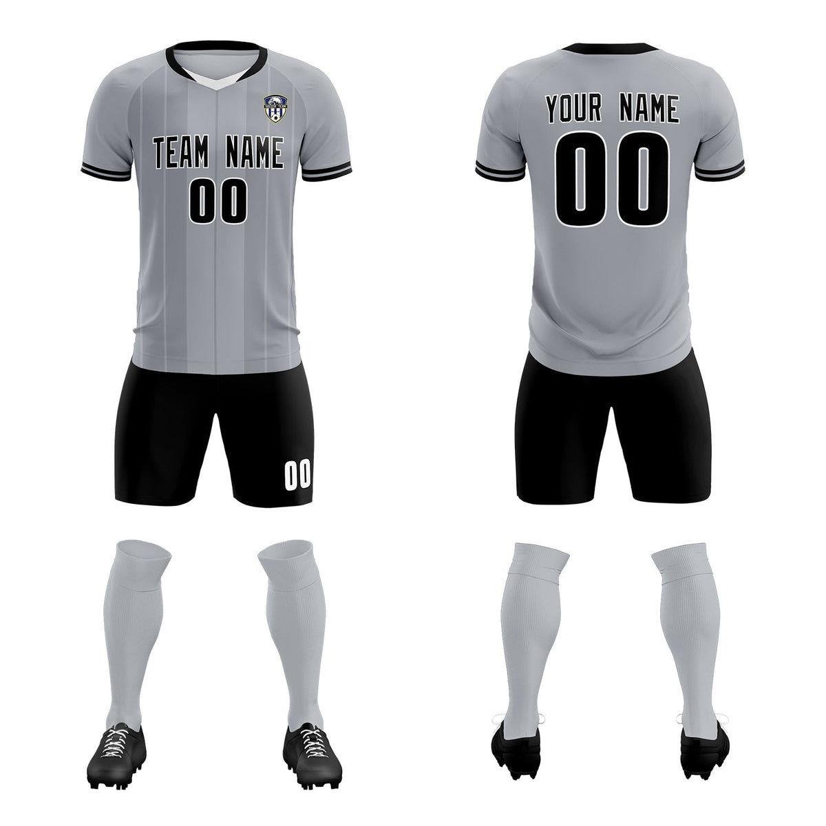 Custom Gray Classic Striped Personalized Soccer Tops/Sets Jersey