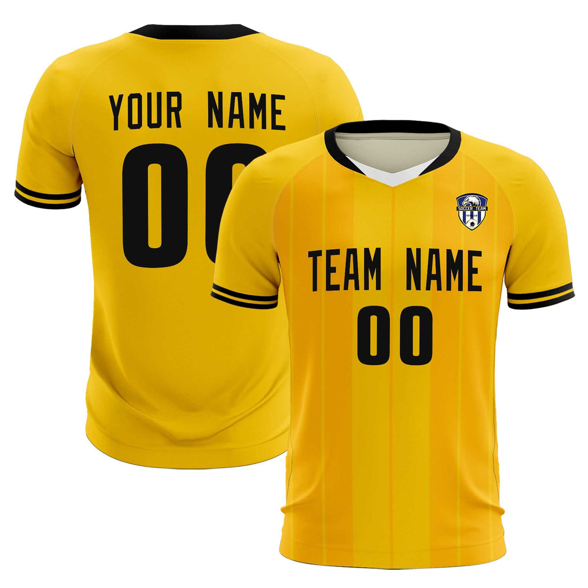 Custom Gold Classic Striped Personalized Soccer Tops/Sets Jersey