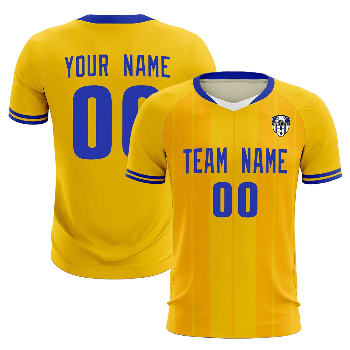 Custom Gold Classic Striped Personalized Soccer Tops/Sets Jersey