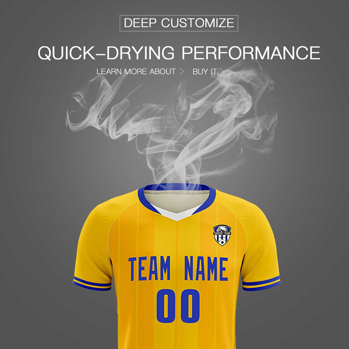 Custom Gold Classic Striped Personalized Soccer Tops/Sets Jersey